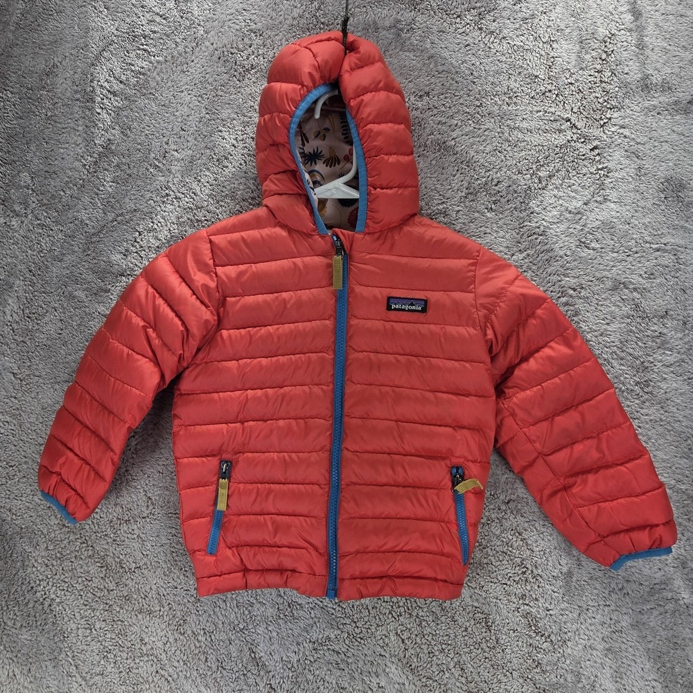 Patagonia Jacket Kids 4 Red Puffer Hooded Quilted Insulated Winter Coat